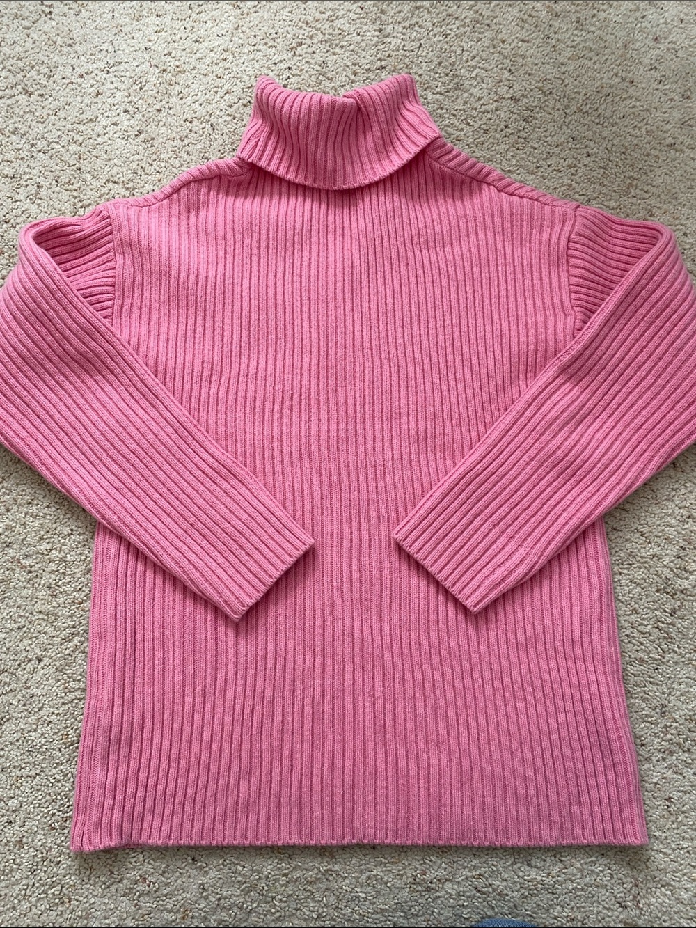 The Frankie Shop Pink Ribbed Turtleneck Wool Sweater. L.